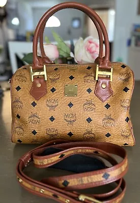 MCM Boston Bag Visetos Cognac With Strap Germany Edition  • $350