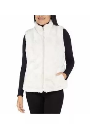 NEW Nicole Miller Ladies' Reversible White  Faux Fur Vest 2X  NWT • $13.99