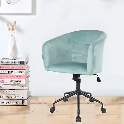 Velvet Accent Chair Mid Back Home Office Chair Luxury Makeup Vanity Chair Green • $97.99