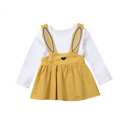 2PCS Infant Baby Girl Princess Dress Cotton Tutu Rabbit Ear Newborn Clothes Kids • £4.99