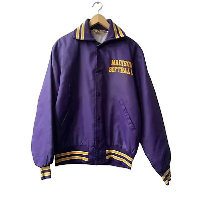 £31.99 • Buy Vintage American Varsity Purple Jacket College Softball Bomber Men Large