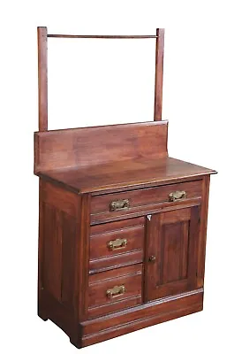 Antique Victorian Eastlake Washstand Cabinet Dry Sink Commode W Towel Bar • $935