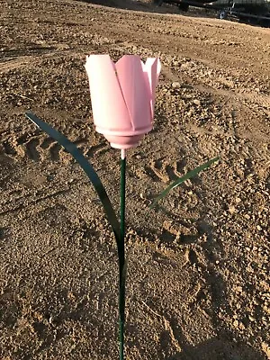 All Recycled Metal Flower Tulip Garden Stake Yard Art Lawn Ornament 22  Tall • $7.85