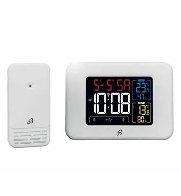 £24.99 • Buy Weather Station Colour Display Thermometer Barometer Alarm Clock 2 USB/ White.
