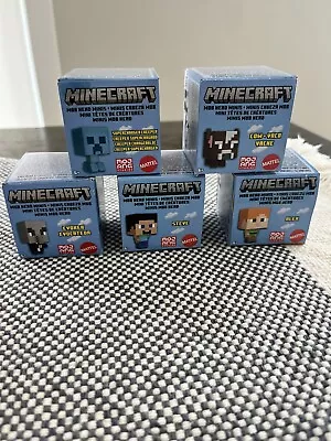 5 Minecraft Mojang Mob Head Minis Box Figures Lot Evoker Steve Alex Creeper Cow • $25.99