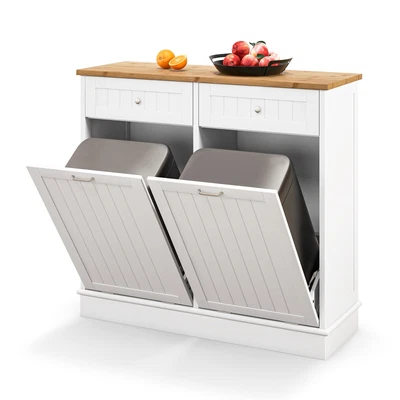 £104.99 • Buy Kitchen Trash Cabinet Tilt Out Trash Recycling Bin Cabinet 2 Tilting Out Doors