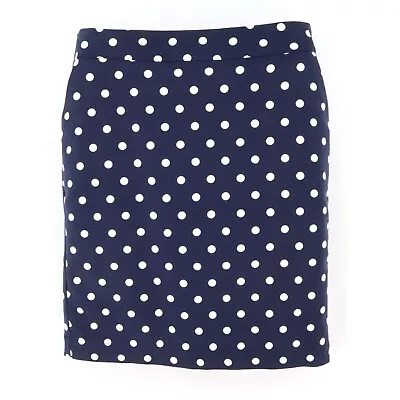 Merona Straight Skirt Knee Length Womens Size 8 Blue White Polka Dot Pockets • $11.19
