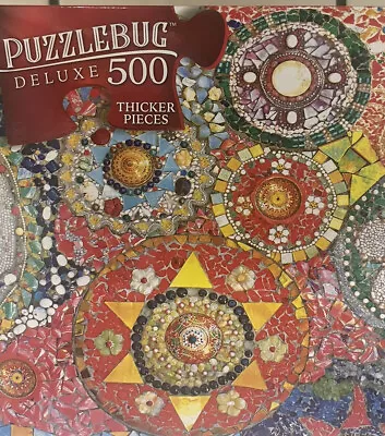 Lot Of 2 Puzzle Bug ￼500 Piece Jigsaw Puzzles Colorful Mosaic Cactus Puzzles • $8