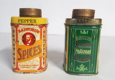 Vintage Tin Salt & Pepper Shakers Radford’s Spices The Steamship Brand • $9.99