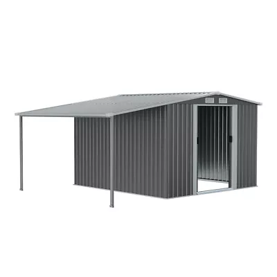 Breeins Metal Garden Shed 8x8ft 10x8ft Tool Shed Extended Shelter & Inside Shelf • £319.95