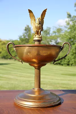 Antique Varsity Trophy Cup Rotating Trophy Dayton Ohio 23  Tall Eagle Wings • $315