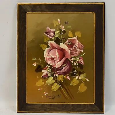$190 • Buy 1973 Painting Signed. Luis Goll, Dated Still Life Roses Flowers 18,9 X 14,9 In