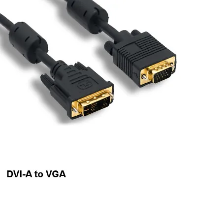 3ft 1M DVI-A 12+5 To VGA HD15 Video Cable Male/Male Gold Plated Connector TV PC • $12.19