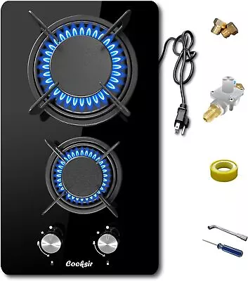 12'' Gas Stove 2 Burners Propane Cooktop Indoor Gas Cooktop Dual Fuel LPG/NG NEW • $143.99