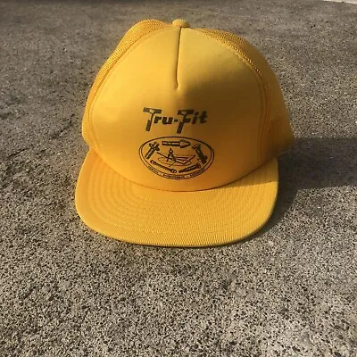 Vintage Tru-Fit SnapBack Trucker 80s Hat Cap Yellow Black 1980s • $11.97