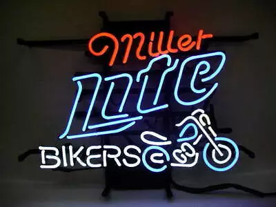 Miller Lite Bikers Neon Light Sign Bar Pub Store Man Cave Wall Decor  24x20 • $223