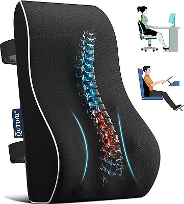 Lumbar Back Support Cushion Car Seat Chair Lower Back Waist Pillow Memory Foam E • £20.99