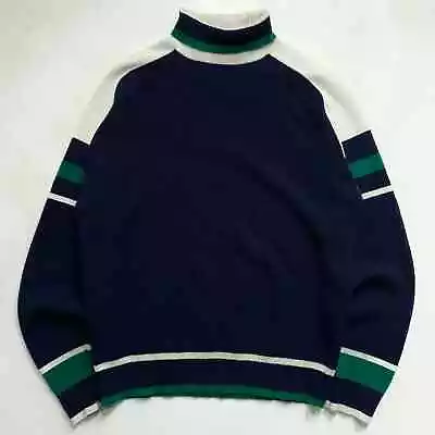 Vintage 60s Janzten NFL Seahawks Turtleneck Retro Striped Knit Sweater Medium • $67