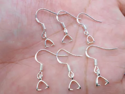 100PCS Jewelry DIY Findings 925 Sterling Silver Pinch Bail Hook Earring Wire • $9.99