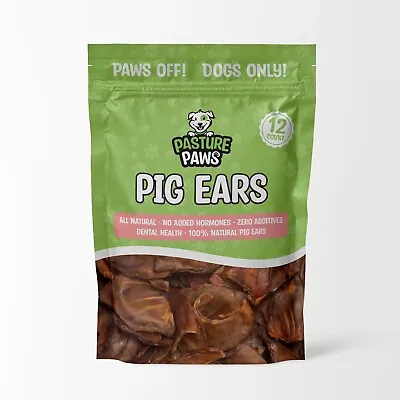 Pasture Paws Pig Chews For Dogs 12 Pack Natural Dog Chews Long Lasting Treats • $27.99