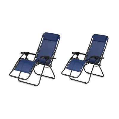 Caravan Canopy Infinity Zero Gravity Steel Frame Patio Deck Chair Blue (2 Pack) • $134.99