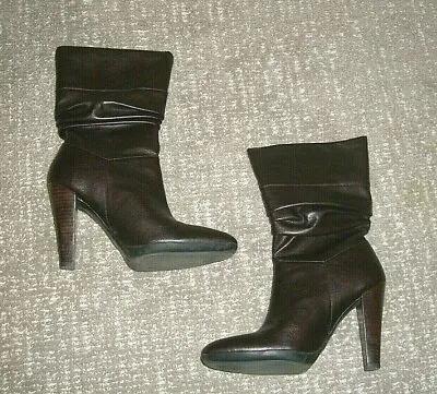 NINA Brown Slouch Mid Calf Boots 6.5 Heels Fire-Ye  • $9.99