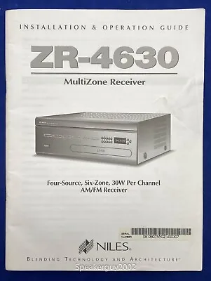 Original Niles ZR-4630 Receiver Instruction Manual • $14.95