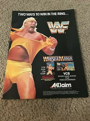 1988 WWF WRESTLEMANIA NES Video Game & VCR BOARD GAME Poster Print Ad HULK HOGAN • $6.99