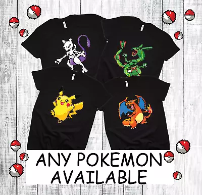 Pixel Pokemon Shirt Custom Fan Inspired Pikachu Shirt Charmander Pokemon • $25