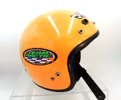 Vintage Arctic Cat Team Arctic Orange Open-Face Snowmobile Helmet Size L • $39.99