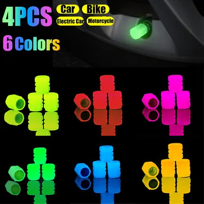 $4.09 • Buy 4pcs Universal Fluorescent Car Tire Valve Caps Luminous Tire Valve Stem Caps