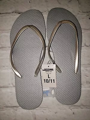 NWT Women's Mossimo Supply Co. Size LARGE 10/11 Silver Flip-Flops • $9.99