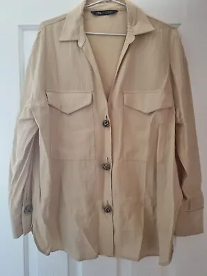 Women's *~*ZARA*~*Stunning Beige Shirt  Top Gorgeous Buttons Size XL • $20