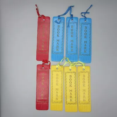 Vintage Bookmark Lot Vinyl Blue Yellow Red Made In Hong Kong (8) • $11.99