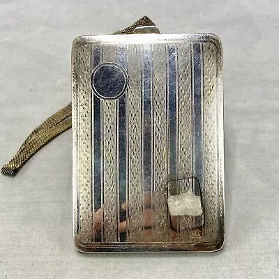 Antique 1920's Elgin EAM Silver Plate Compact Coin Purse Mesh Handle Dance Card • $95