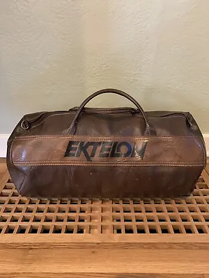 Vintage Ektelon Racquet Ball Gym Duffel Bag Simulated Brown Leather Zipper USA • $28.50