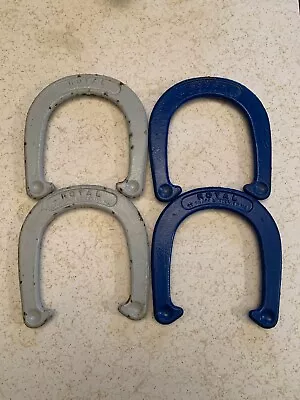 VTG CLASSIC SET 4 ROYAL ST PIERRE  PITCHING HORSESHOES WORCESTER - Blue & Silver • $17.49