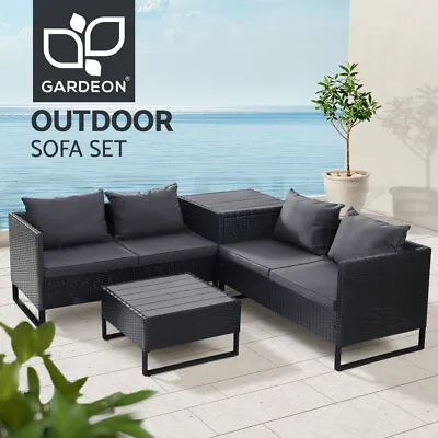 $819.95 • Buy Gardeon Outdoor Sofa Furniture Garden Couch Lounge Set Wicker Table Chair Black