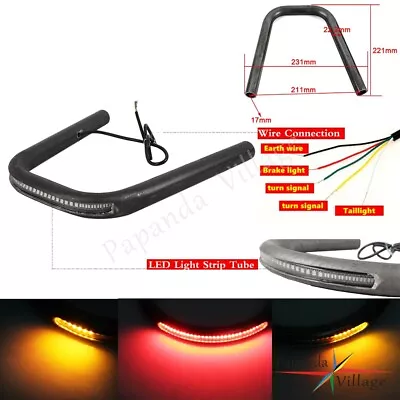 231MM Motorcycle Rear Seat Loop Frame Hoop Tracker End Flat W/LED Brake Light • $45.22