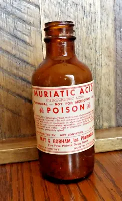 VINTAGE Hand-crafted Bottle-POISON Muriatic Acid -Approx. 2.5  Tall • $14