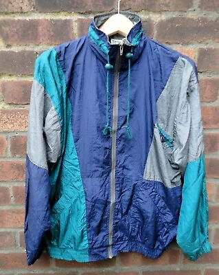 Vintage 90s/00s Unisex Festival/Shell Suit Jacket.  Blue/Green/Grey.  Size M • £14