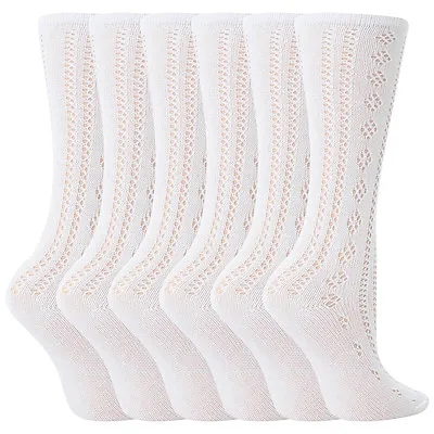 £11.99 • Buy 6 Pairs Girls White Fancy Pelerine Knee High Socks (7-10 Years)