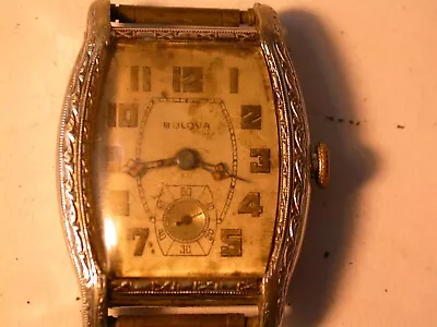 Early Bulova Cushion Wrist Watch 10AL Broken Staff Non Running Parts Repair • $30