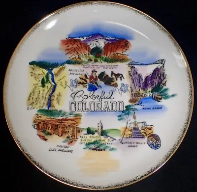 Vintage U.S State Souvenir Plate Colorful COLORADO Large 10   • $12.25