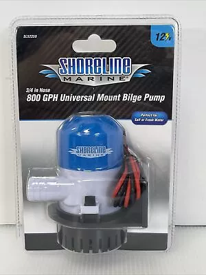 NEW Shoreline Marine 3/4  Hose Outlet 800 GPH Bilge Pump 12V Salt / Fresh Water • $34