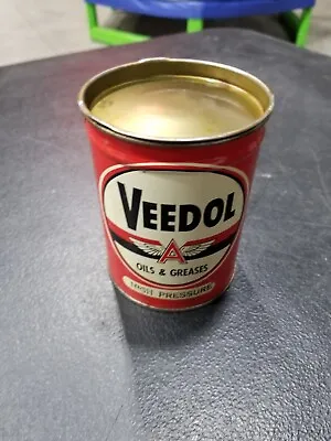 Vintage Veedol 1 Lb High Pressure Grease Can Full INV#630 Nice Red Can • $125