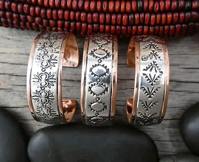 Native American Navajo Wide Copper Sterling Silver Cuff Bracelet • £49.05