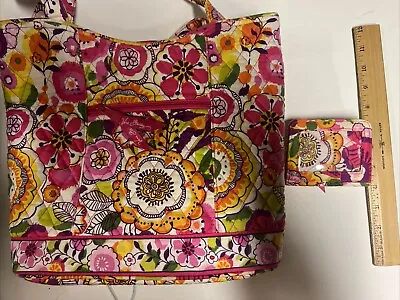 Vera Bradley Clementine Toggle Tote Purse Shoulder Bag Citrus Pink With + Wallet • $29.99