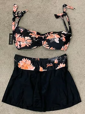 Tempt Me Retro Style Bikini 2 PC Swimsuit Women Sz XL Matched Set Orange Floral • $29.94