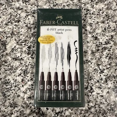 Faber Castell Pitt Artist Pens Black - Set Of 6 • $14.45